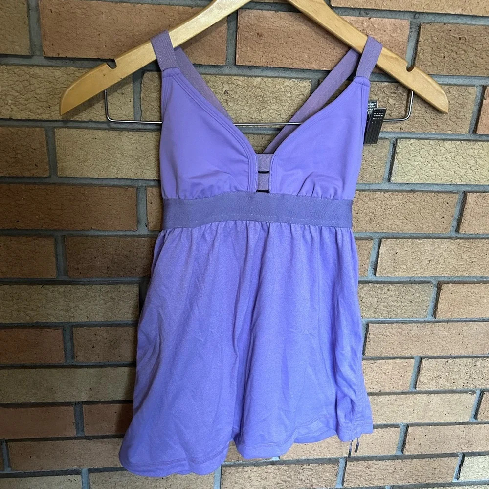 Lululemon Criss Cross Tank Purple Elastic Banded Size 6
